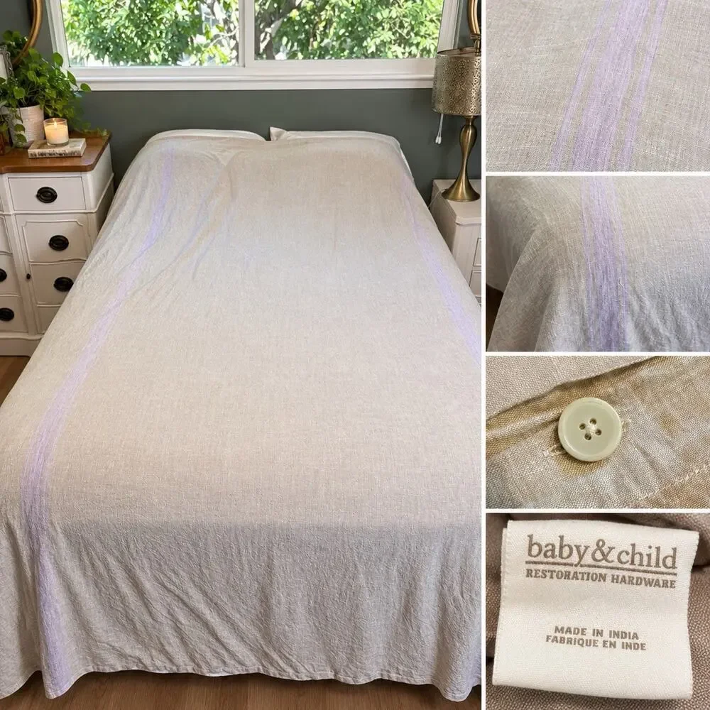 Restoration Hardware Baby & Child Duvet Cover Full Sz 80” x 86” Beige Lavender